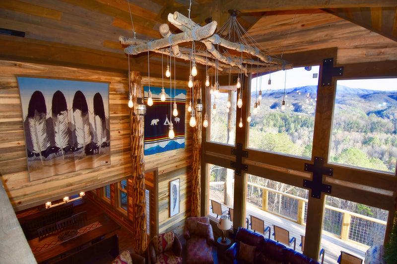 Custom Wood Log Chandelier