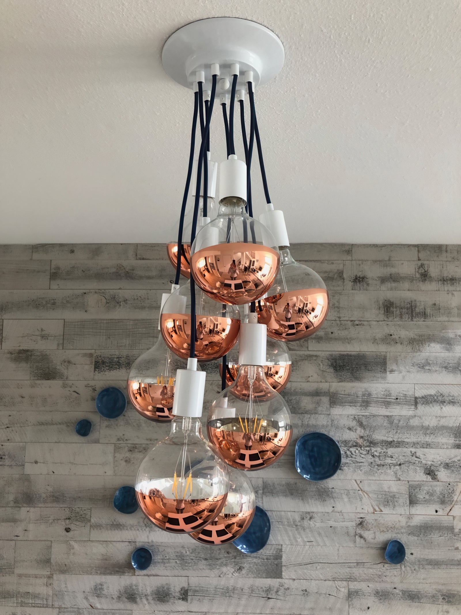 9 Pendant Grape Cluster: Copper Dipper Globes