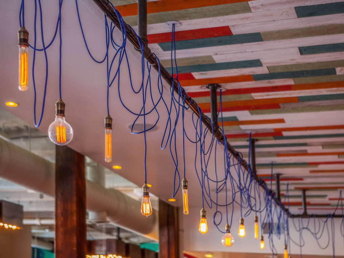 Blue Cord Loose Wrapped Pipe Pendants