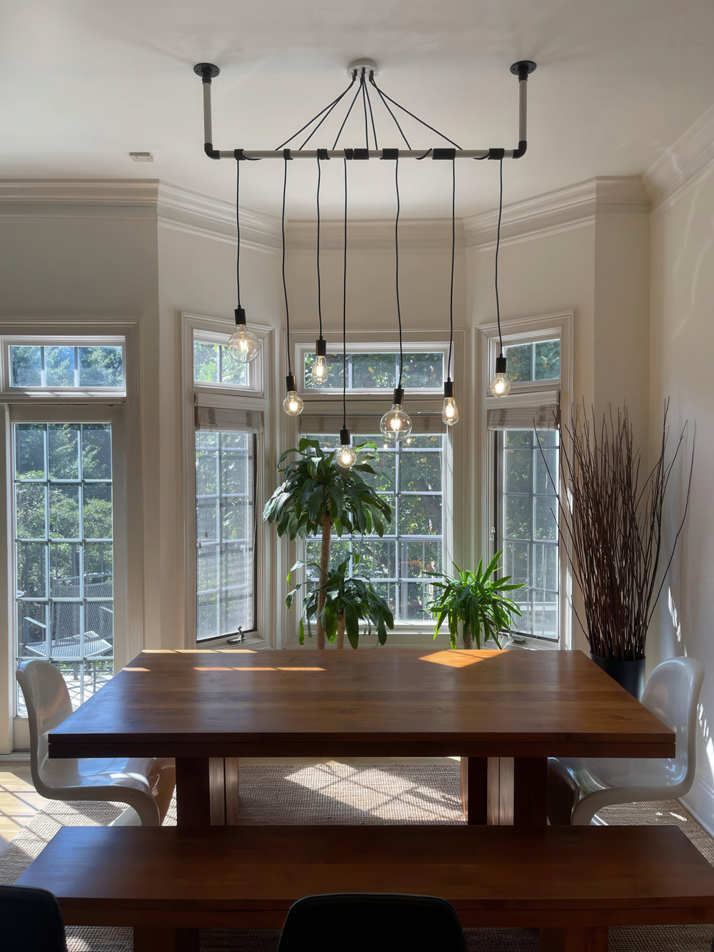 48" White Wood 7 Pendant Wrap