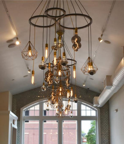 Custom Geometric Triple Ring Chandelier