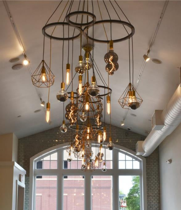 Custom Geometric Triple Ring Chandelier