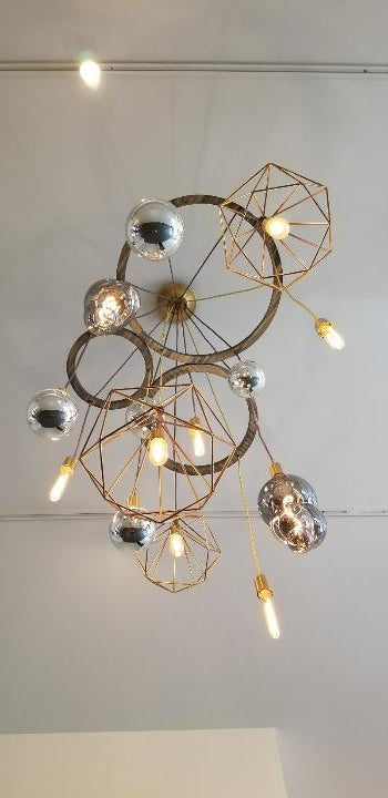 Custom Geometric Triple Ring Chandelier