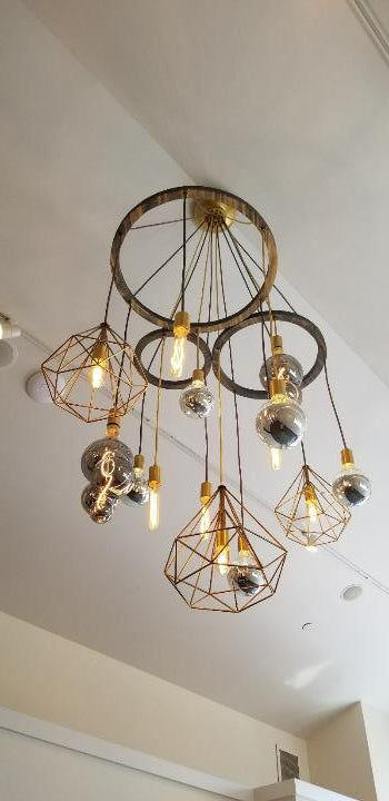 Custom Geometric Triple Ring Chandelier
