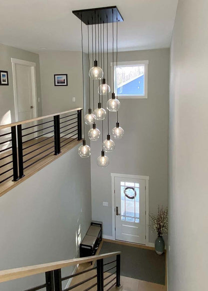 square base pendant light chandelier glas globe shades
