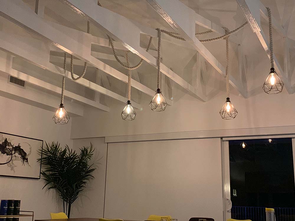 rustic cotton rope pendant light swag chandelier in office