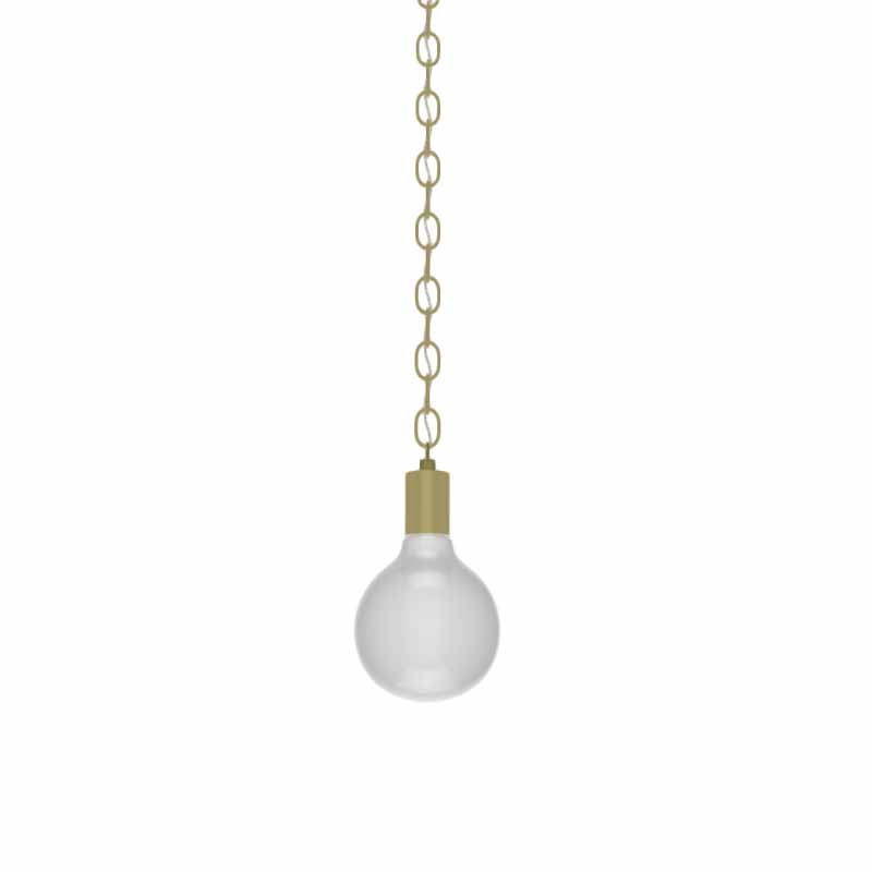 Brass Chain Pendant Light with 5 Inch White Globe Light Bulb