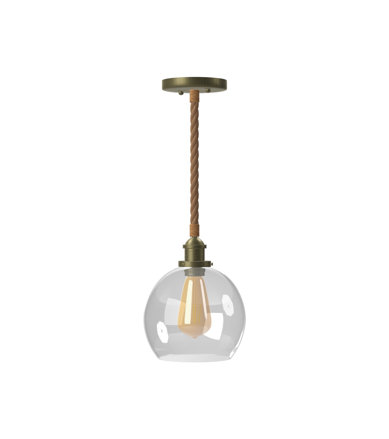 Single Pendant: Manila Rope and Glass Globe Shade
