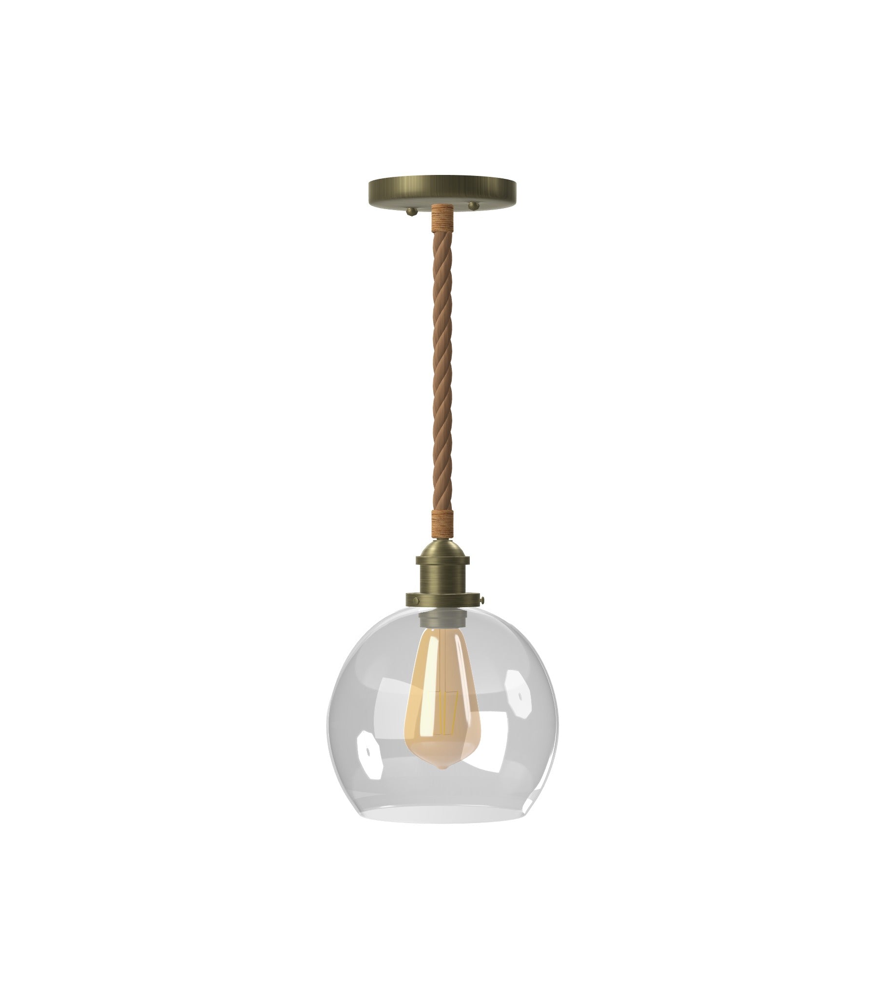 Single Pendant: Manila Rope and Glass Globe Shade