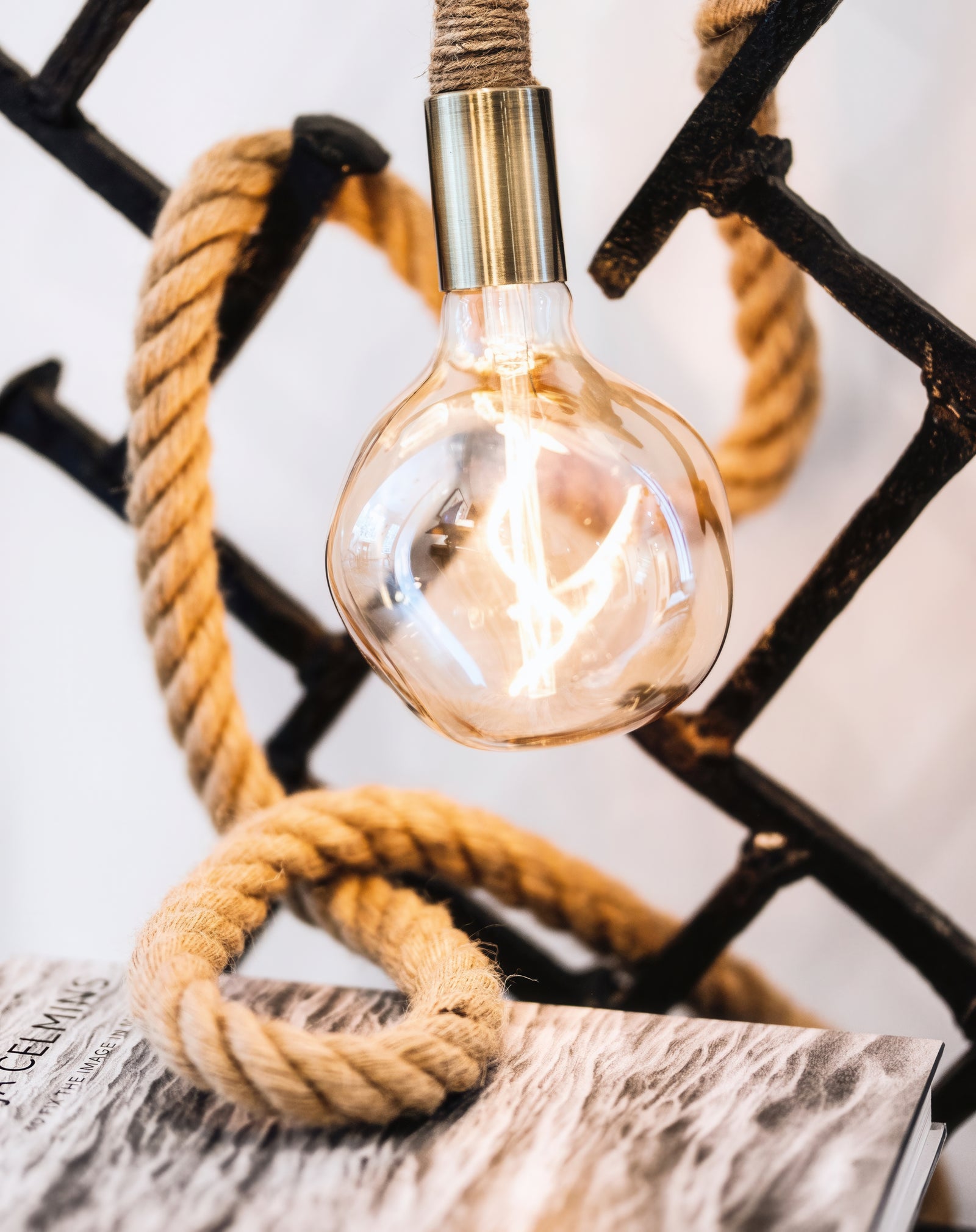 Single Pendant: Manila Rope with Organic 5" Globe