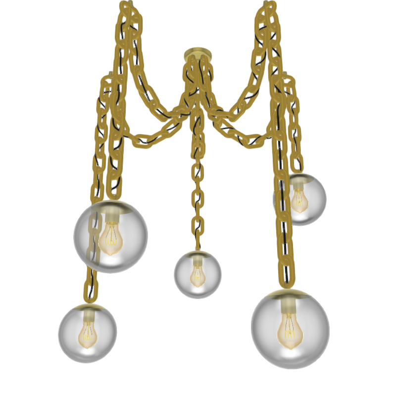 Customize: Swag Chandelier - Thick Black Chain with White Globe Shades