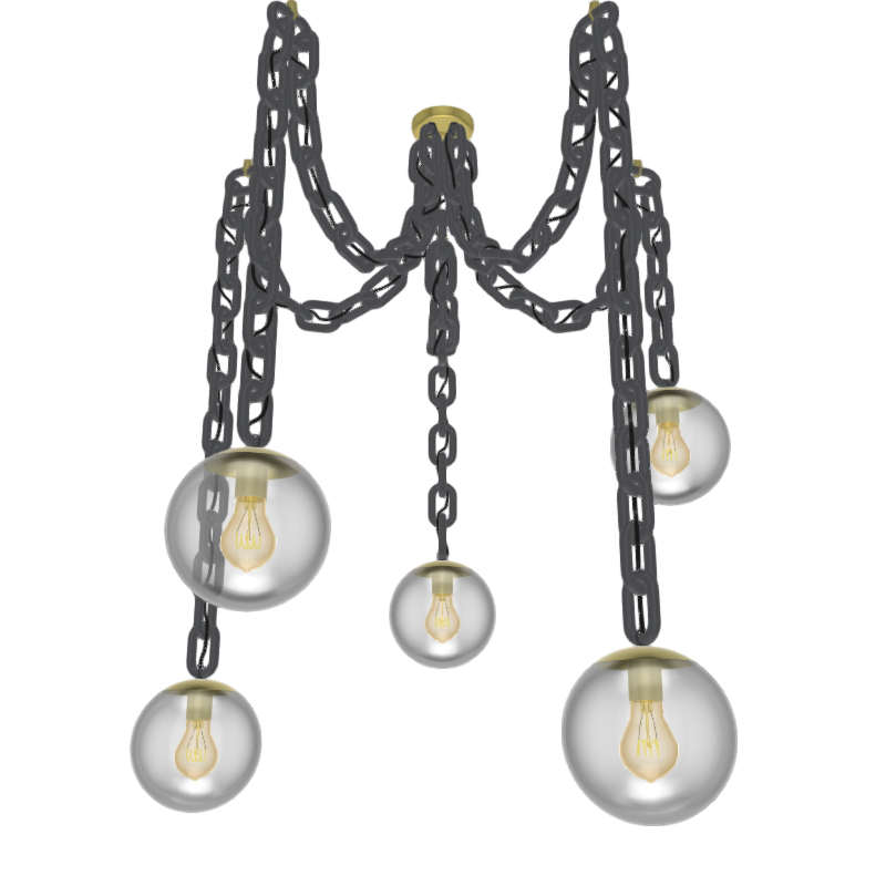 Customize: Swag Chandelier - Thick Black Chain with White Globe Shades