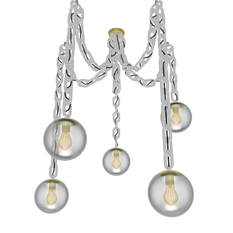 Customize: Swag Chandelier - Thick Black Chain with White Globe Shades