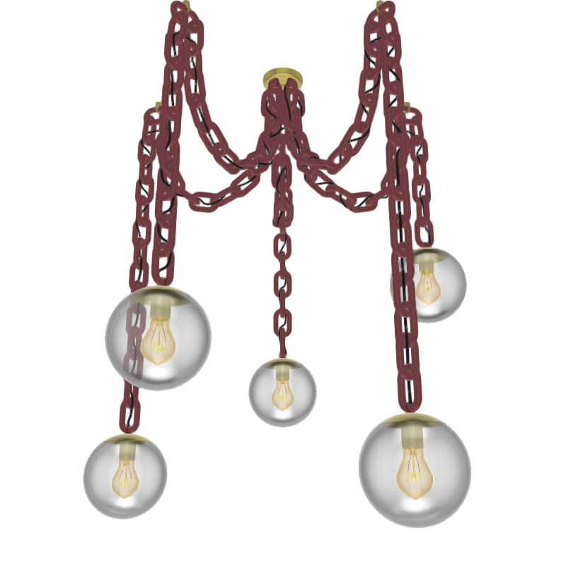 Customize: Swag Chandelier - Thick Black Chain with White Globe Shades