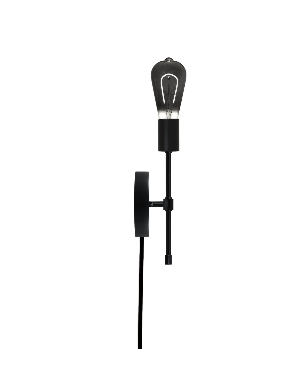 Plug-In Torch Wall Sconce: Black with Smoke