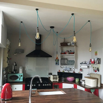 unique turqouise swag chandelier kitchen