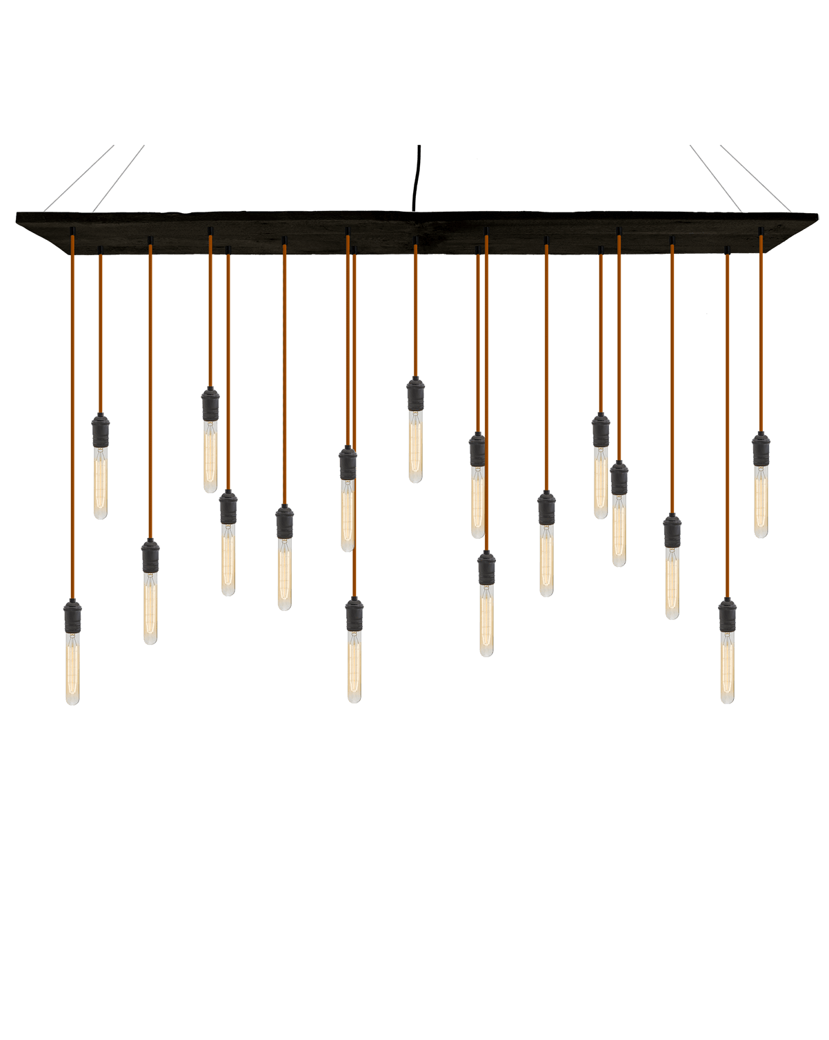 70"x12" Reclaimed Wood Chandelier: Rust and Tube Bulbs Hangout Lighting 