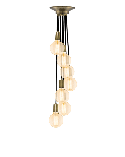 Cluster Chandelier - Staggered: Black and Antique Brass