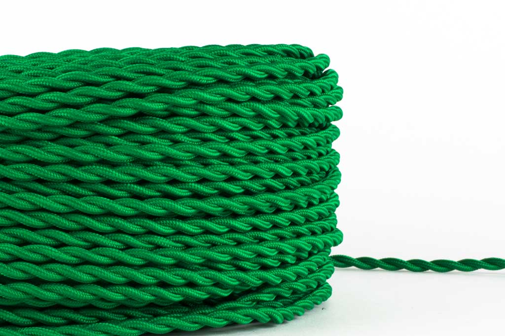 Green Twisted Fabric Cord by the Foot