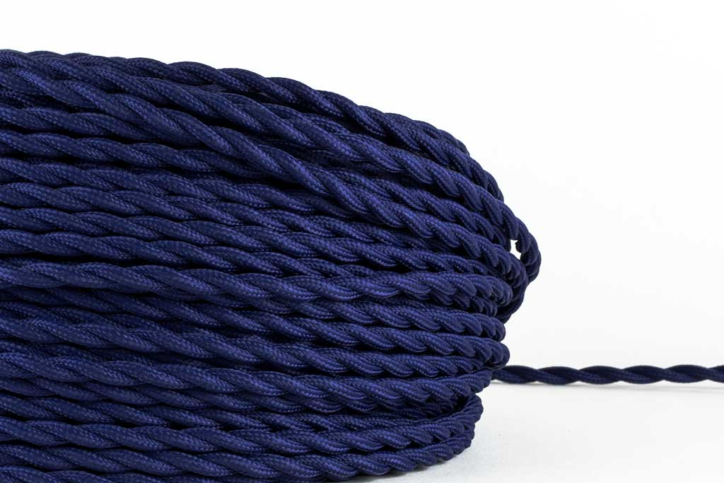 Navy Twisted Fabric Cord by the Foot