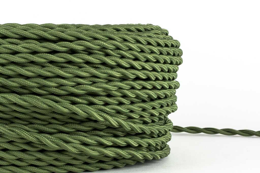 Olive Twisted Fabric Cord by the Foot