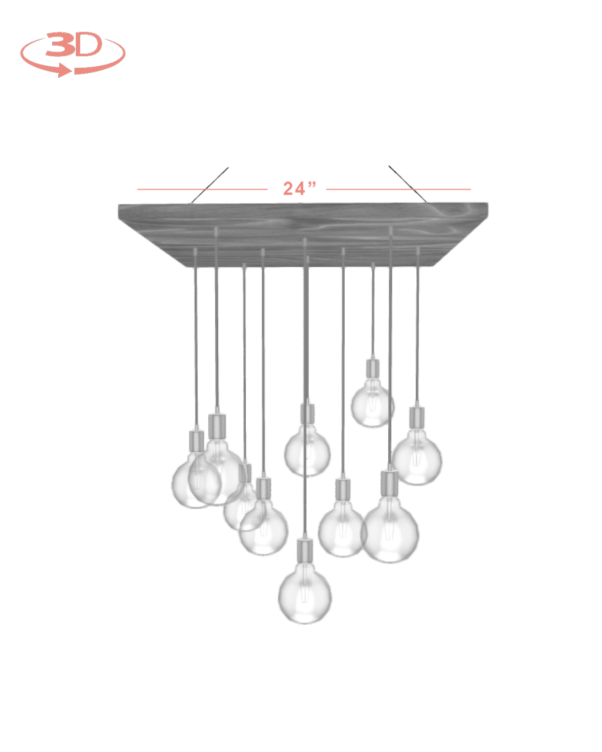 Wood Chandelier - 24" Square: Design Your Own
