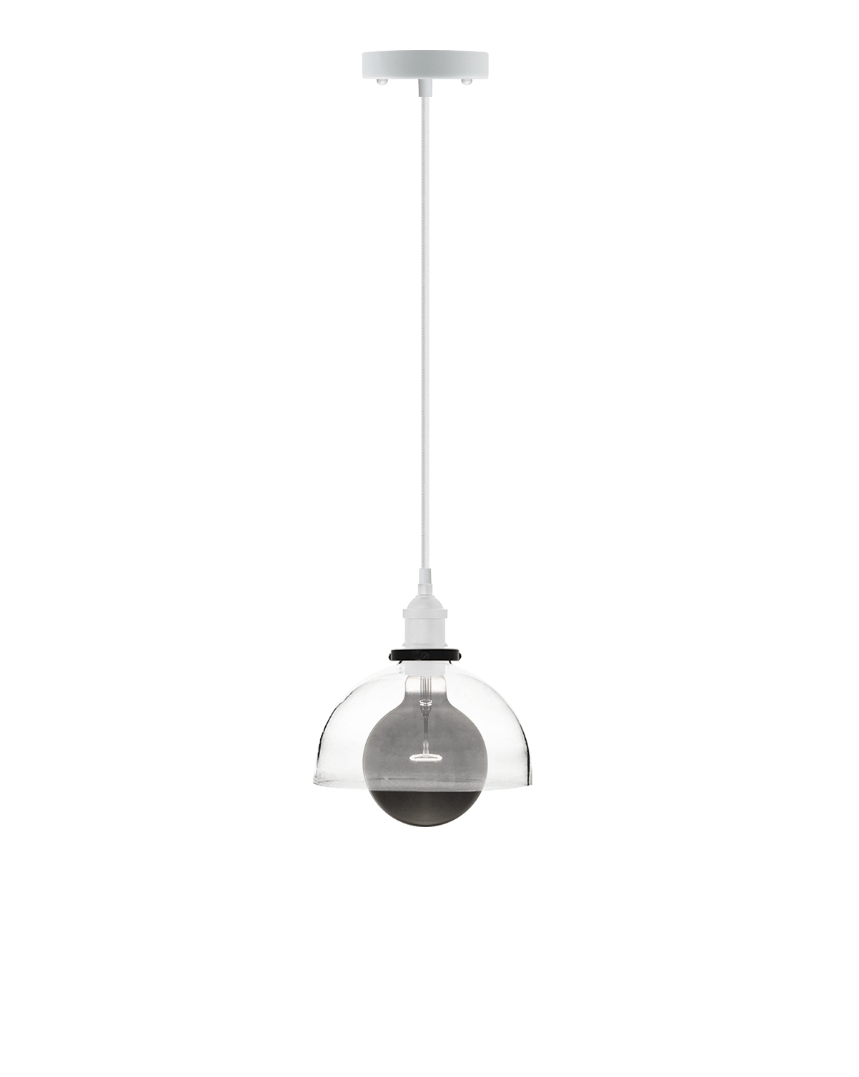 Pendant Light with Glass Shade and Smoke Bulb