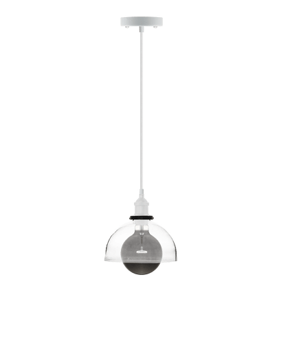 Pendant Light with Glass Shade and Smoke Bulb