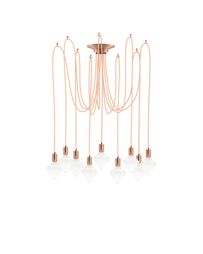 9 pendant modern copper swag chandelier with diamond bulbs
