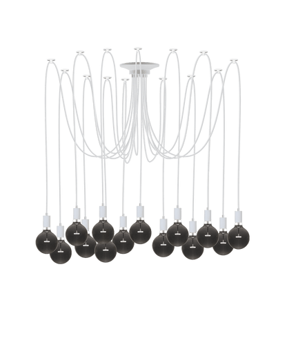 Large Modern White and Black Swag chandelier with Smoke Bulbs