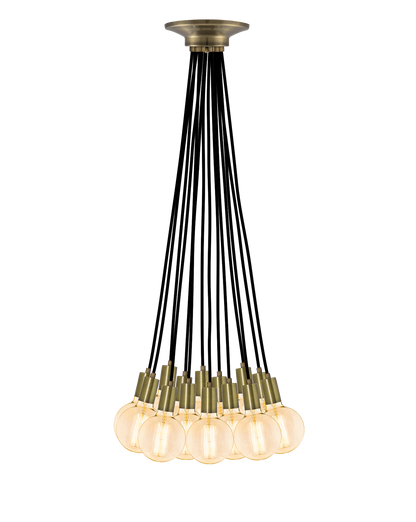 Cluster Chandelier - Even: Black and Antique Brass Hangout Lighting 14 Even