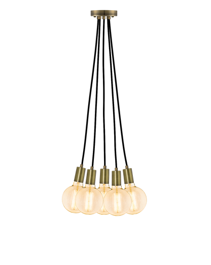 Cluster Chandelier - Even: Black and Antique Brass Hangout Lighting 5 Even