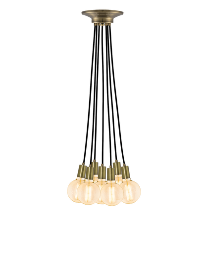 Cluster Chandelier - Even: Black and Antique Brass Hangout Lighting 7 Even