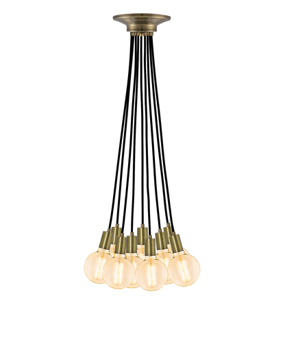 Cluster Chandelier - Even: Black and Antique Brass Hangout Lighting 9 Even
