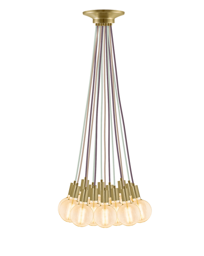 Cluster Chandelier - Even: Mixed and Brass Hangout Lighting 14 Even