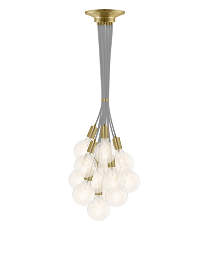 Cluster Chandelier - Grape: Grey and Brass Hangout Lighting 14 Grape