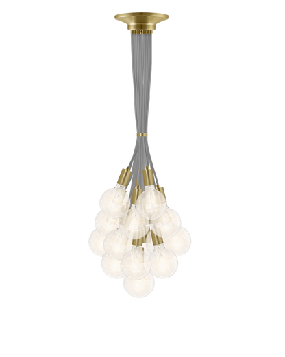 Cluster Chandelier - Grape: Grey and Brass Hangout Lighting 19 Grape