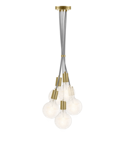 Cluster Chandelier - Grape: Grey and Brass Hangout Lighting 5 Grape