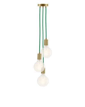 Cluster Chandelier - Staggered: Green and Brass Hangout Lighting 3 Staggered