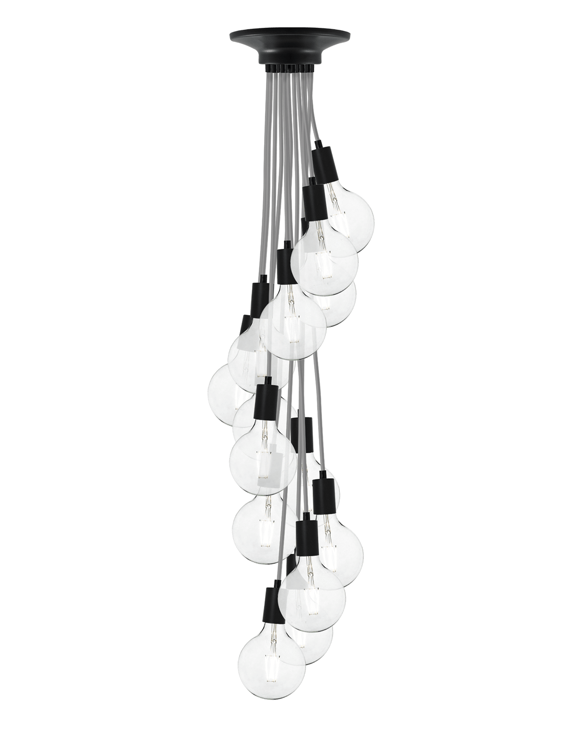 Cluster Chandelier - Staggered: Grey and Black Hangout Lighting 14 Staggered