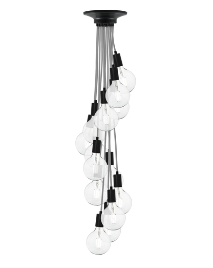 Cluster Chandelier - Staggered: Grey and Black Hangout Lighting 14 Staggered