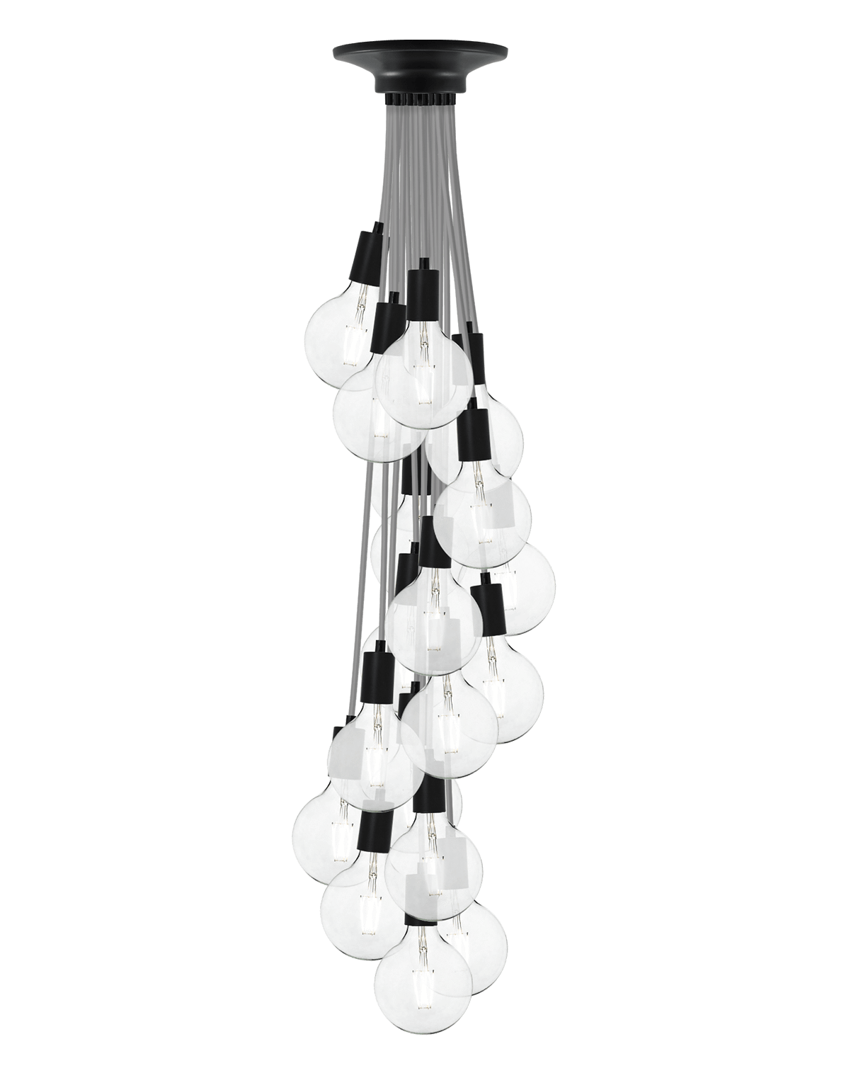 Cluster Chandelier - Staggered: Grey and Black Hangout Lighting 19 Staggered