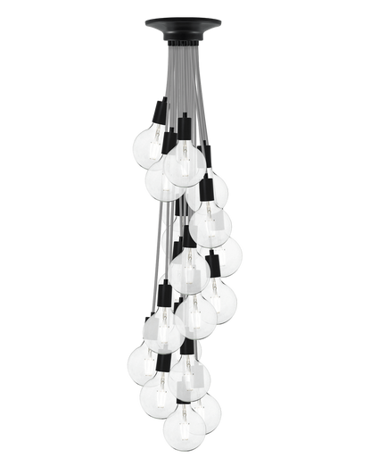 Cluster Chandelier - Staggered: Grey and Black Hangout Lighting 19 Staggered
