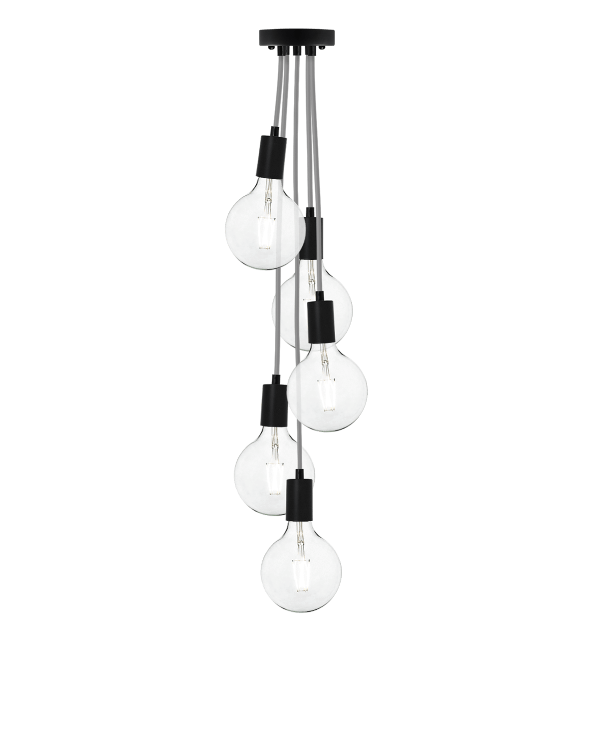 Cluster Chandelier - Staggered: Grey and Black Hangout Lighting 5 Staggered