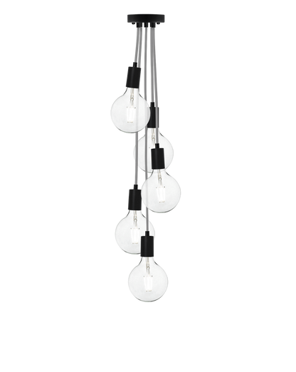Cluster Chandelier - Staggered: Grey and Black Hangout Lighting 5 Staggered