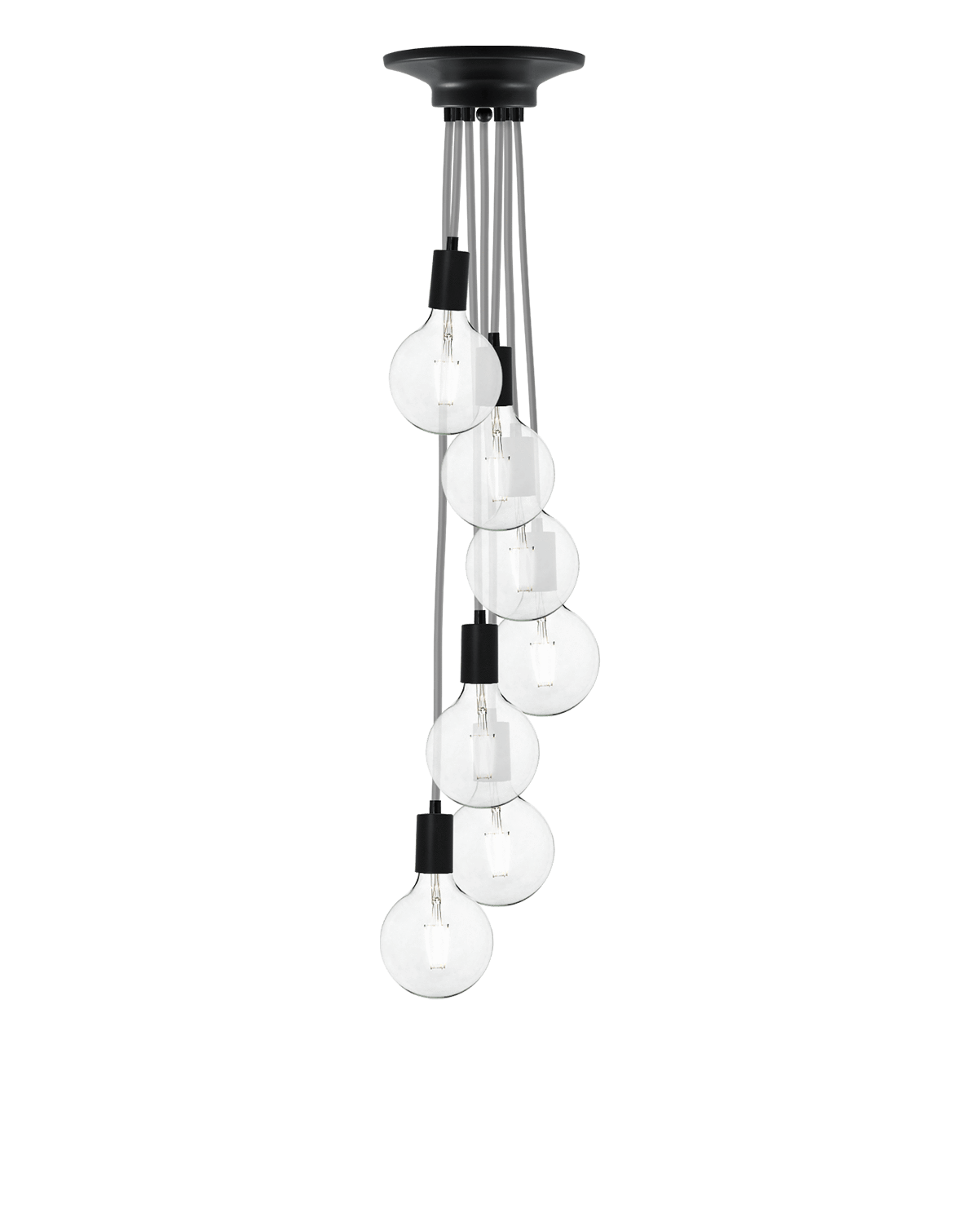 Cluster Chandelier - Staggered: Grey and Black Hangout Lighting 7 Staggered