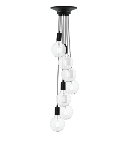 Cluster Chandelier - Staggered: Grey and Black Hangout Lighting 7 Staggered
