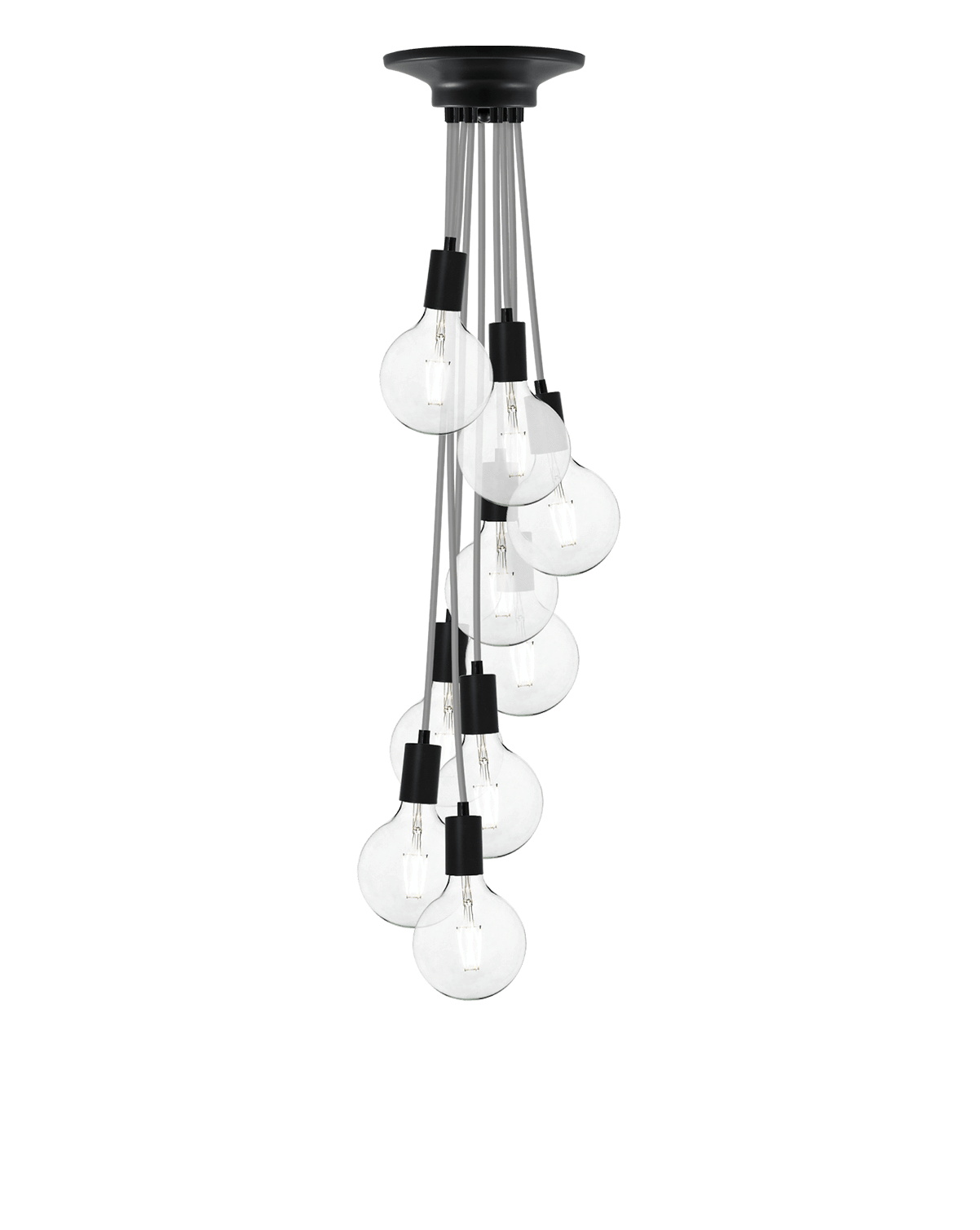 Cluster Chandelier - Staggered: Grey and Black Hangout Lighting 9 Staggered