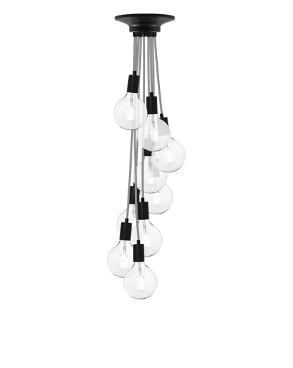 Cluster Chandelier - Staggered: Grey and Black Hangout Lighting 9 Staggered
