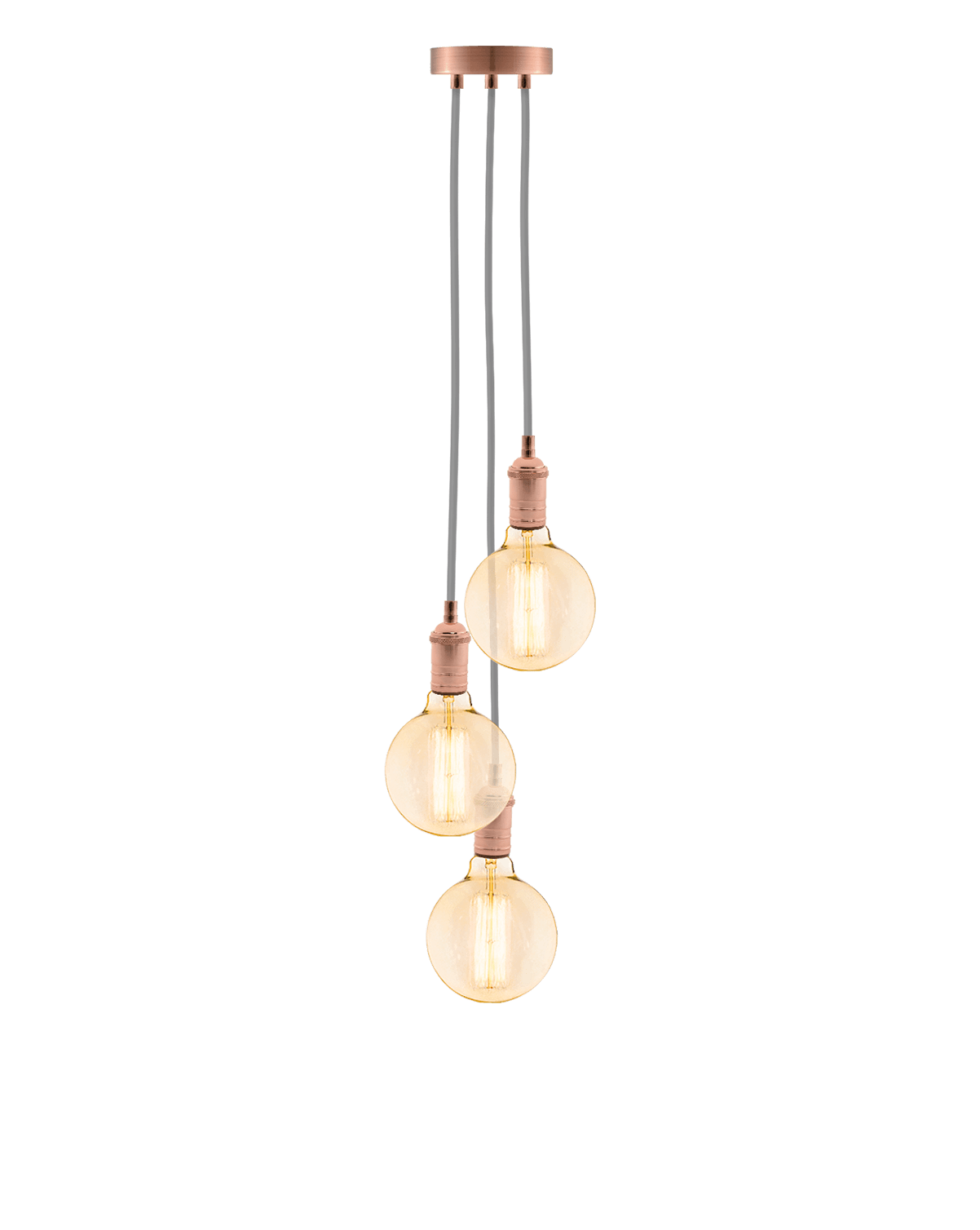 Cluster Chandelier - Staggered: Grey and Copper Hangout Lighting 3 Staggered